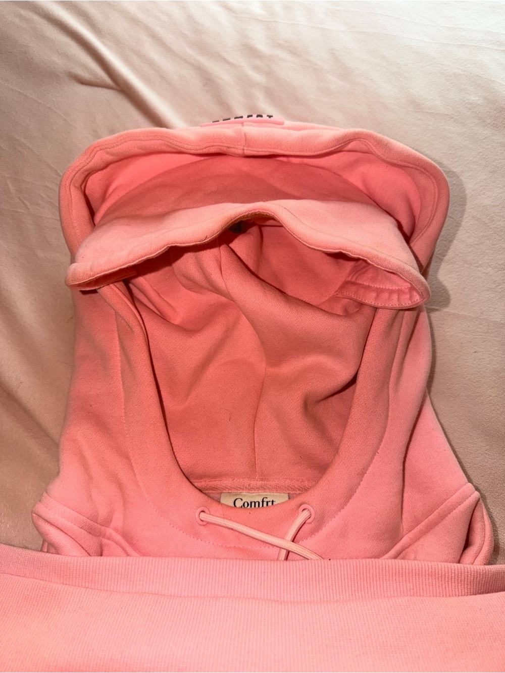 Pink Hooded Sweatshirt - Comfort Tag Visible